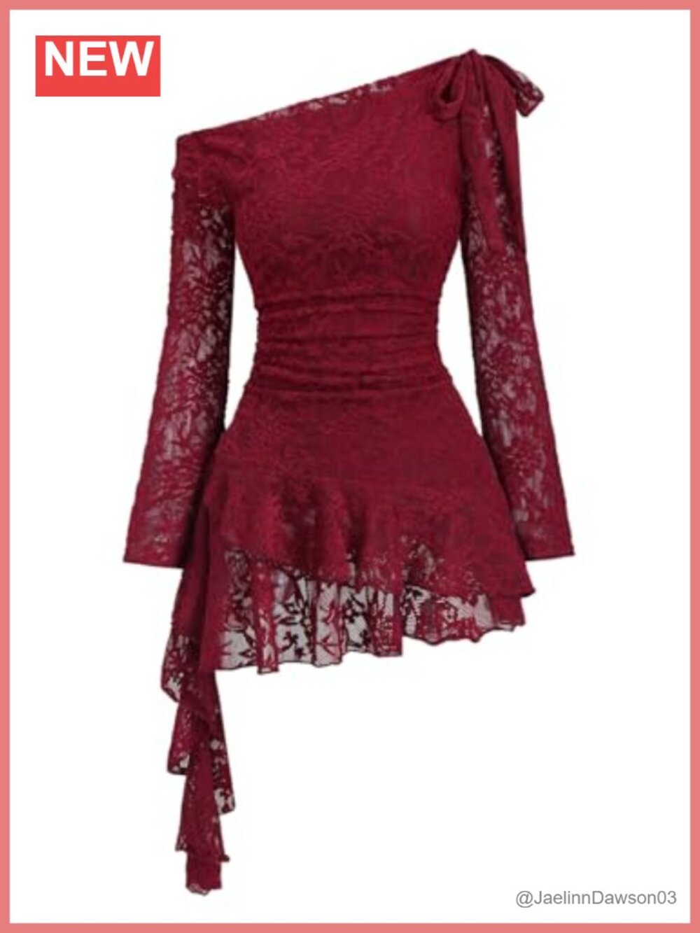Floral Lace Off Shoulder Long Bell Sleeve Ruffle Dress